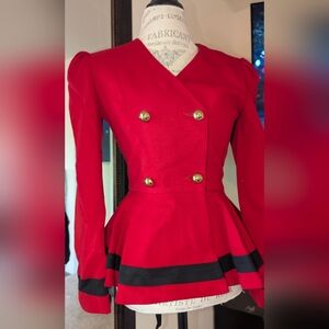 Elegant Red Double-Breasted Women's Jacket Size 6